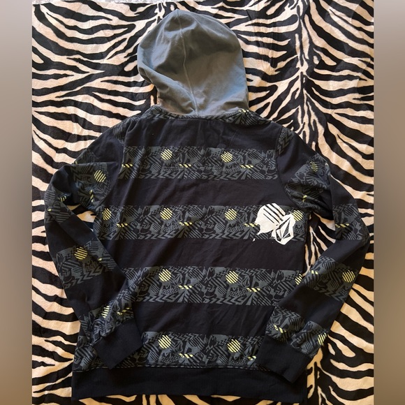 Volcom Lightweight Cotton Hoodie Black/Grey/Yellow - Y2K/Surf/Skate - Juniors XL - Picture 6 of 15